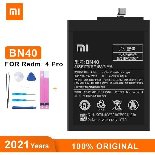 Xiao Mi Original Battery BN40 4100 mAh for Xiaomi Redmi 4 Pro Prime 3G RAM 32G ROM Edition Phone Replacement Batteries