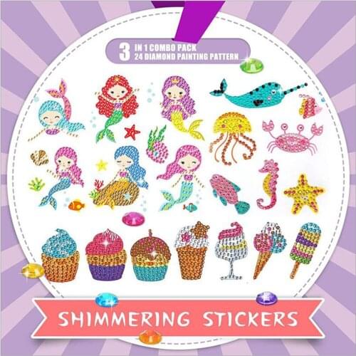 Diamond Painting Sticker Children 5D DIY Art Craft Cartoon Princess Diamond Painting Children Digital Painting