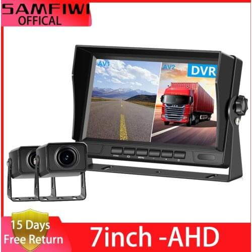 AHD 1024*600 7" truck/car monitor 2ch screen for car DVR Reverse camera Rear view camera Display 12-24V for RV school bus