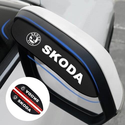 2pcs Car Side Rear View Mirror Soft Rubber Rain Eyebrow Visor Look Sun Shade For Skoda Octavia Fabia Rapid Yeti Kodiaq Superb Oc
