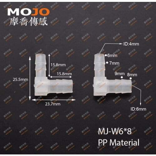 Free shipping!!MJ-W6x8 Reducing Elbow type pipe connector for 6mm-8mm out diameter(100pcs/lots)