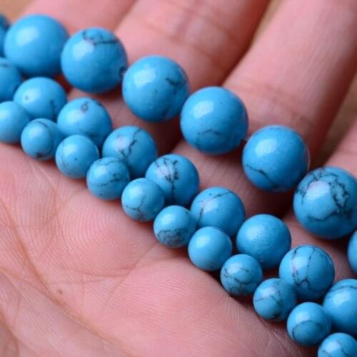 4/6/8/10mm 1 Strand Natural Blue Beads Jewelry DIY Accessories Round Stone Beads For Ornament Making Bracelet/Necklace Material