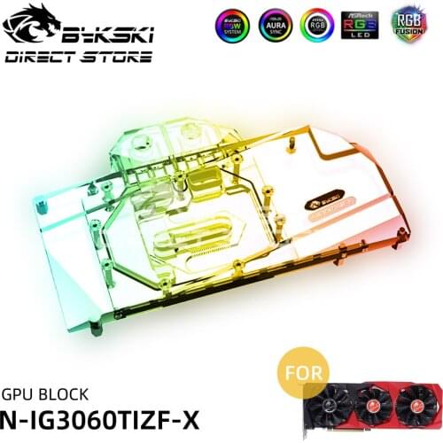 Bykski ARGB GPU Water Block COLORFUL GeForce RTX3060TI 8G Video Cards Block Cooler PC Watercooling VGA block N-IG3060TIZF-X