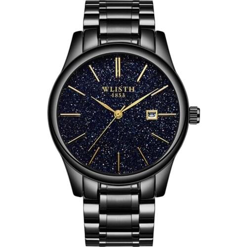 Mens Watches Bright Star Fashion Waterproof Student Calendar Male Wristwatch Waterproof Black Minimalist Man Watch