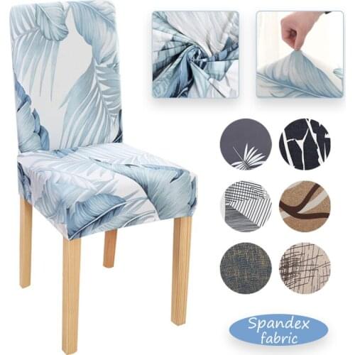 Printed Elastic Chair Cover Spandex Stretch Chair Covers for Dining Room Kitchen Seat Slipcovers Protector Wedding Banquet Party