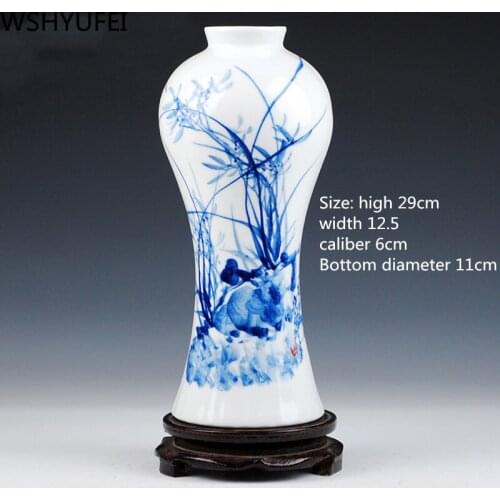 Blue and white porcelain hand-painted vase Smooth and textured Hydroponics Plant Living room home decoration WSHYUFEI