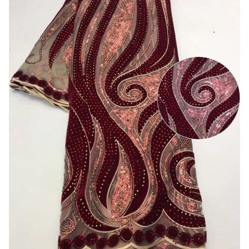 Hot sale sequence African french mesh velvet lace fabric high quality Swiss organza Nigeria stone tulle sequins lace for wedding