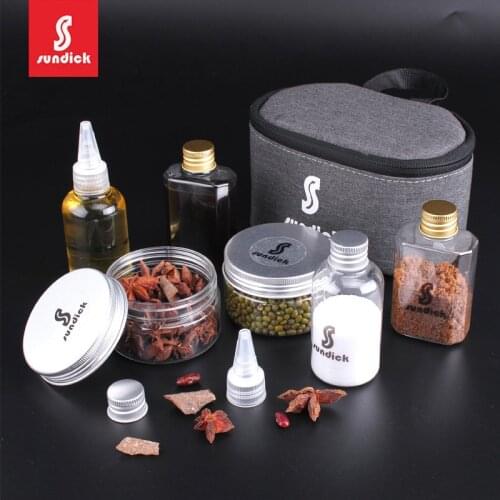 Good 6pcs Spice Cruets Pouch Seasoning Jar Case Condiment Bottles Set Portable Organize Bag Camping Barbecue Picnic