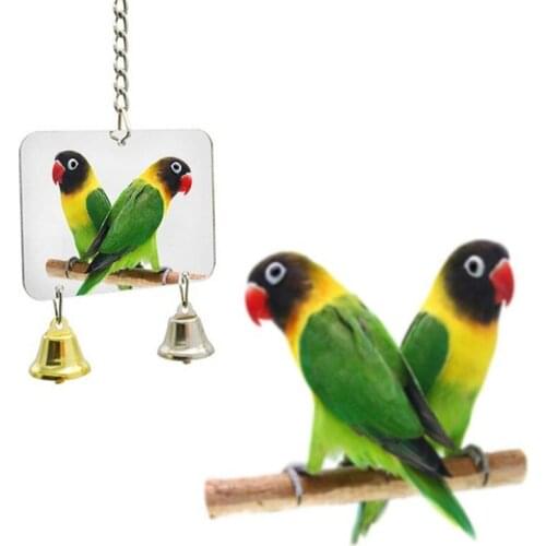 4 Shapes Of Parrot Toys With Bells Can Be Hung With A Single Sided Mirror For Standing And Swinging Bird Cage Toys