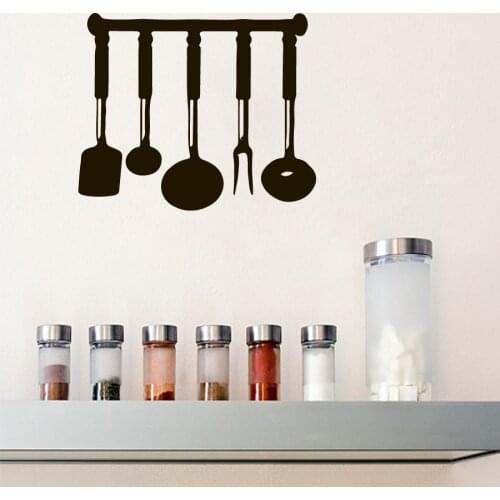 Creative Kitchenware Wall Sticker For Kitchen Removable Vinyl Wall Decal Cooking Utensils Wall Decor Home Decor Wall Art S-163
