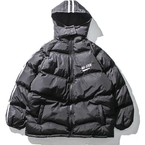 2020 Winter Hooded Padded Jacket Coat Hip Hop Thick Parka Jacket Streetwear Harajuku Punk Rock Jacket Warm Outwear Black