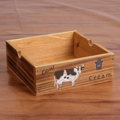 Square Milk Cow Handmade Boxes Wood Crafts Treasure Chests Vintage Wooden Case Multifunction Jewelry Storage Box Wood Box
