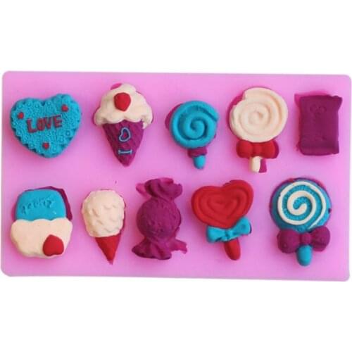 Ice Cream Lollipops Collection Fondant Cake Molds Soap Chocolate Mould For The Kitchen Baking Decoration Tool D476