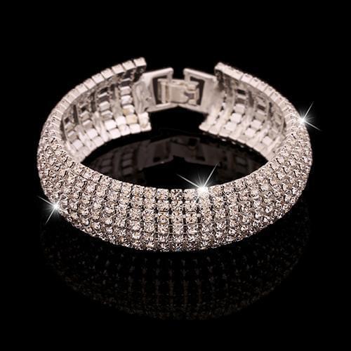 HOT SALES！！！New Arrival Women Roman Style Wide Bangle Rhinestone Bracelet Wedding Party Jewelry Gift Wholesale Dropshipping