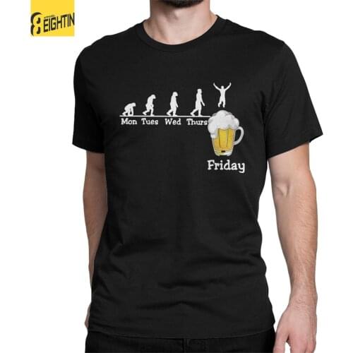 Mon Tues Wed Thurs Friday Beer Day Mens T Shirt Novelty Tees Short Sleeve Round Collar T-Shirts Cotton Plus Size Clothes