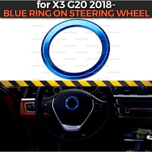 Blue ring on steering wheel case for BMW X3 2018- Aluminum Alloy 1 set / 1 pcs molding decoration car styling