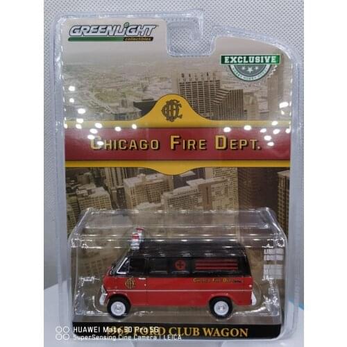 NEW GREENLIGHT 1:64 1969 FORD CLUB WAGON Chicago Fire Department Collection Metal Diecast Model Car Toys Gifts