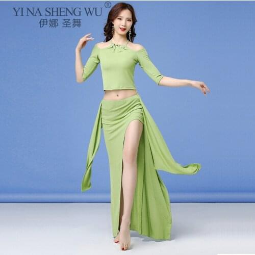 New Fashion Adult Women Bellydance Long Skirt Dance Costume Set Oriental Practice Wear Dancewear Slim Performance Clothing Suit