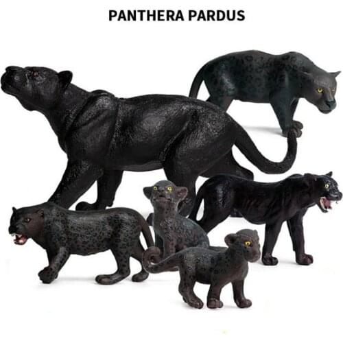 New Styles Original Wild Animals Panther Pardus Famliy Model Action Figurines Miniature Collection Toy For Kids