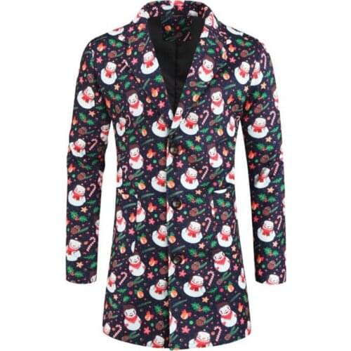 New style mens suit trench coat European and American style casual fashion Christmas 3D printing windbreaker clothing autumn