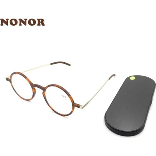 NONOR Round Reading Glasses with Magnetic Case Men Women Presbyopic Glasses Anti Blue Light Glasses Prescription Round Glasses