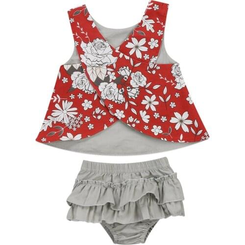 Toddler Girls Flower Baby Girls Outfit Clothes Vest Tops T-shirt+Tutu Shorts Pants Set Flower Lovely Soft Clothing