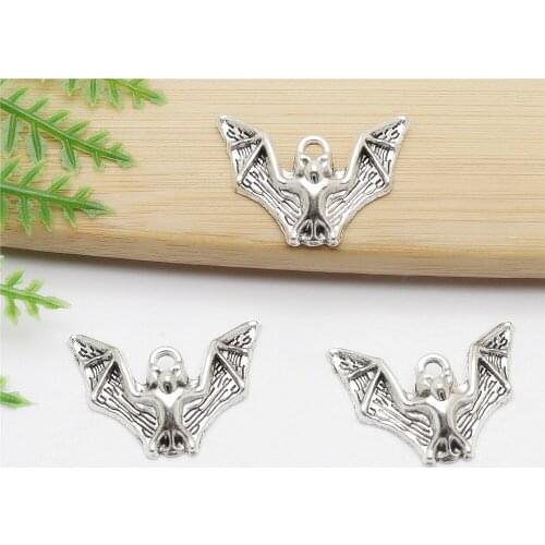 Wholessale 63pcs Bat Charm Antique Silver Plated Charms fit DIY Bracelet Necklace Pendants for Jewelry Making