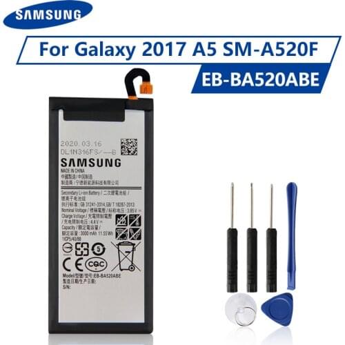Original Samsung Battery EB-BA520ABE for Samsung GALAXY A5 2017 A520F SM-A520F 2017 Edition Genuine Replacement Battery 3000mAh