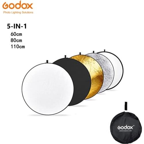 Godox 60cm 80cm 110cm 5-in-1 Reflector Portable Collapsible Disc Light Round Photography Reflector For Photography&Photo Studio