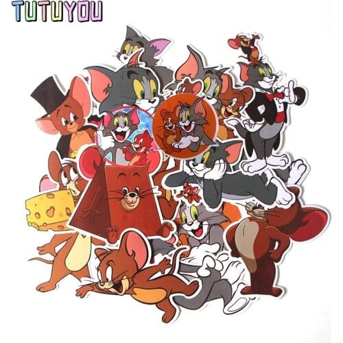 PC74 17 Pcs/set Cat and Mouse Scrapbooking Stickers Decal For for Guitar Laptop Luggage Car Fridge Graffiti Sticker