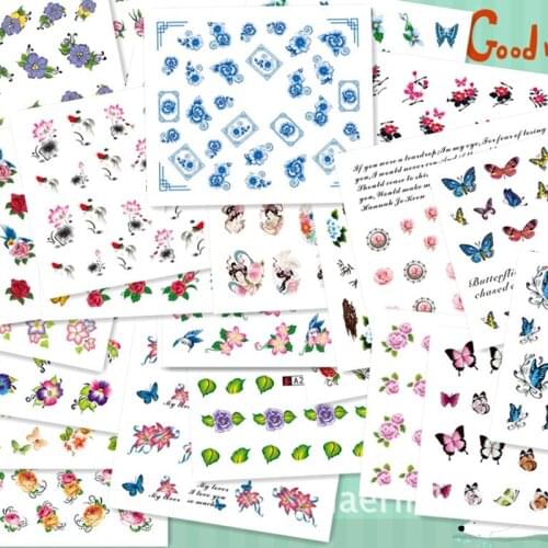 50 Sheets Mixed Flower Water Transfer Nail Art Stickers Butterfly Leaf Decals Nail Art Tips Decoration Nail Tools