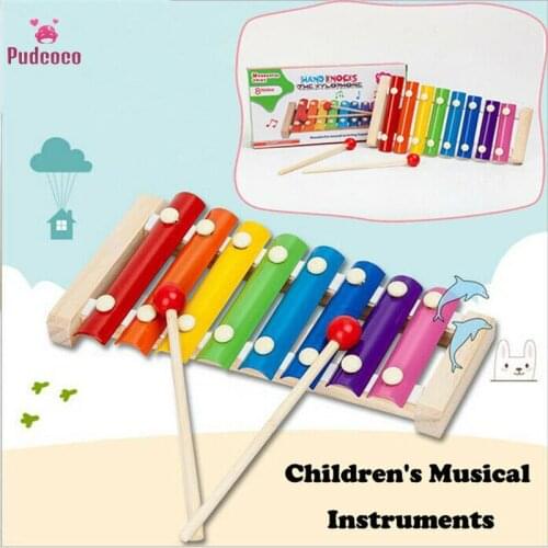 Pudcoco Kids Childrens Musical Toys For Toddler Instruments Xylophone Educational Intelligence Developmental Wooden Toys Gifts