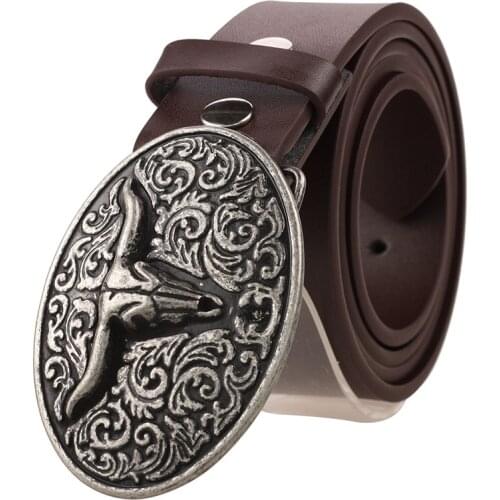 Hongmioo Mens Cowhide Genuine Leather Belts For Men Brand Strap Vintage Jeans Belts With Buckle Easy To Remove