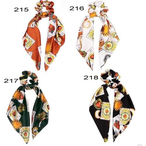 Hair Scrunchies Bands Streamer Accessories Summer Ponytail Elastic Women Scrunchie playing card Ribbon Hairbands 20pcs F512