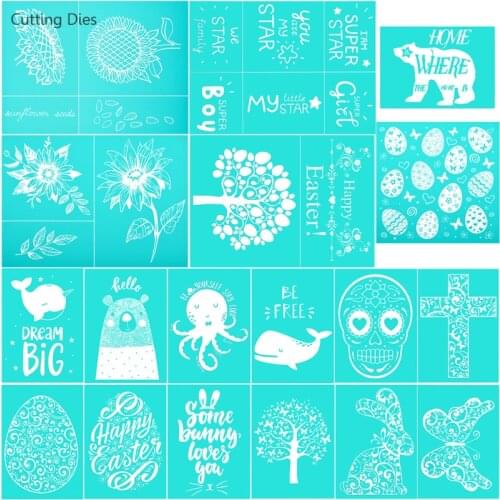 Tree Rabbit Printed Self-Adhesive Silk Screen Printing Stencil Mesh Transfers For Pillow T-Shirts Home Festival Decoration