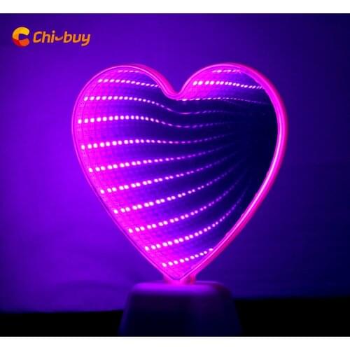 Chibuy Heart infinity tunnel lamp LED Mirror tunnel light Home Decoration Light Sign 3D Desktop Decoration tunnel mirror light
