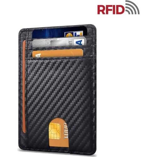 Slim RFID Blocking Leather Wallet Minimalist Credit Card Money Purse Holder Unisex Fashion Bag Holds up to 12 Cards