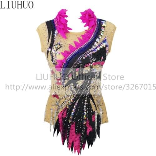 LIUHUO Figure Skating Dress Womens Girls' Ice Performance Rhythmic Gymnastics Competition Leotard Dance Ballet Tights Sleeveles