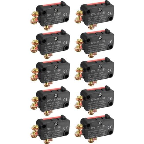 UXCELL 10PCS 15A 125/250V AC SPDT Switches NO+NC Snap Button Hinge Roller Lever Type Micro Limit Switch with Screw Terminals