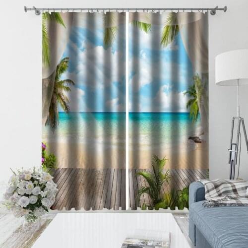 High quality custom 3d curtain fabric nature scenery landscape curtains 3D Window Curtain For Living Room