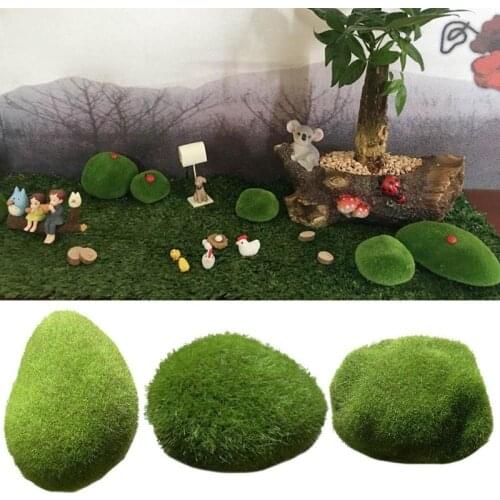1Pcs Green Artificial Moss Stones Grass Plant Decor Potted Landscape DIY Resin Garden Crafts Landscape Decoration