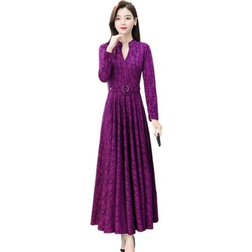 Pluse Size Dress Women Flower Print Ladies Dresses Robe Longue Femme A-line Maxi Dress Vestidos De Mujer Ropa Mujer