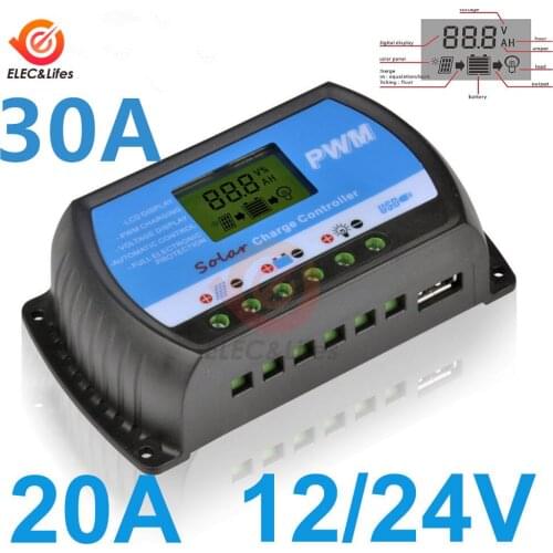 12V 24V LCD Digital Auto Solar Panel Battery Charge Controller 30A 20A with USB PWM controller Solar PV Regulators 20 AMP 30 Amp