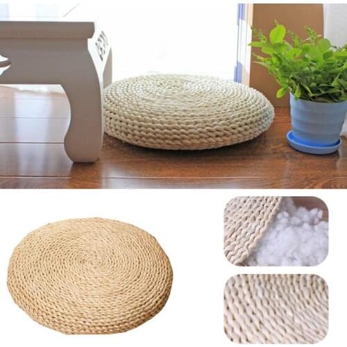 1pc 40cm Rustic Floor Cushion Tatami Straw Pouf Meditation Thickening Yoga Circle Corn Husk Straw Braid Mat Home Decoration