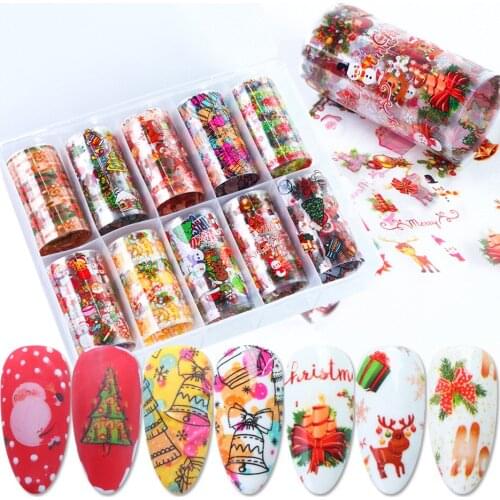 200set/lot DIY Eco-Friendly Nail Stickers 100x3.8cm Snowman Christmas Tree Snowflakes Transparent Star Nail Art Supplies HA1843