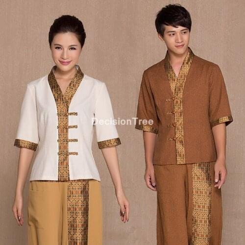 2021 lady button beauty salon clothes hotel waiter work clothes spa uniform half sleeve sauna foot bath uniform scrub uniform