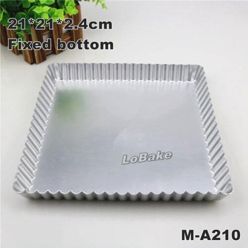 21*21*2.4cm fixed bottom aluminium anodising square chrysanthemum pie pan pizza stone pancake cheesecake mold DIY bakeware