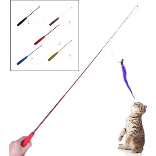 53CA Cat Toy Plush Stick Stretch Kitten Pet Dog Teaser Fun Play Wand Interactive Wire
