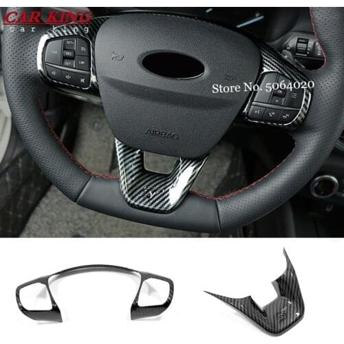For Ford Puma 2019-2021 Accessories ABS Carbon fiber/Matte ST Car steering wheel trim control button frame Cover Styling 2pcs