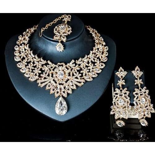 LAN PALACE Forehead accessories parure bijoux femme mariage nigerian necklace and earrings for party india jewelry free shipping